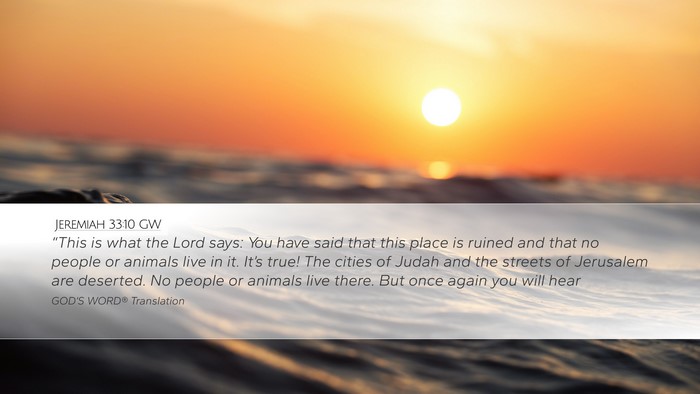 Jeremiah 33:10 GW Bible Verse Image