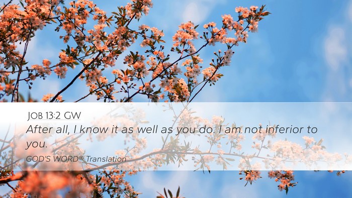 Job 13:2 GW Bible Verse Image