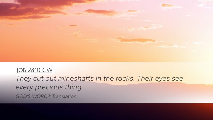 Job 28:10 GW Desktop Wallpaper - They cut out mineshafts in the rocks. Their eyes - Desktop Bible Verse Wallpaper