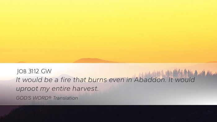 Job 31:12 GW Desktop Wallpaper - It would be a fire that burns even in Abaddon. It - Desktop Bible Verse Wallpaper