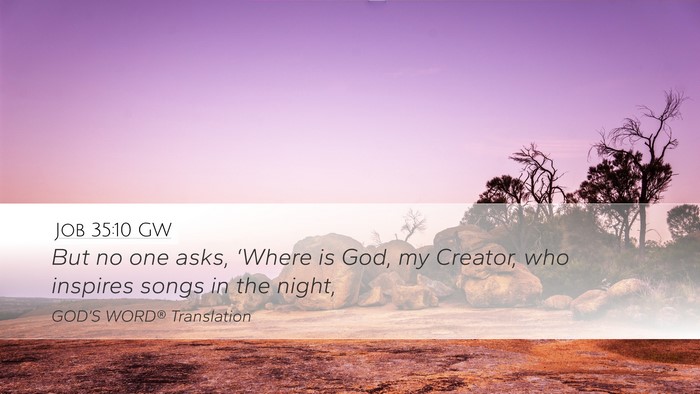 Job 35:10 GW Desktop Wallpaper - But no one asks, ‘Where is God, my Creator, who - Desktop Bible Verse Wallpaper