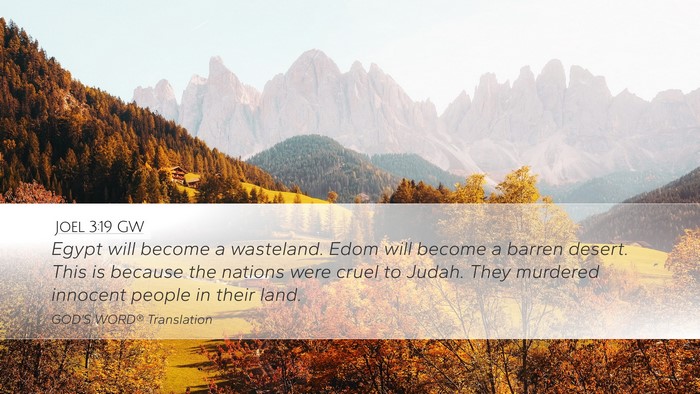 Joel 3:19 GW Bible Verse Image