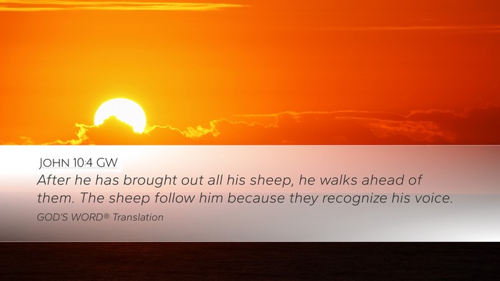 John 10:4 GW Bible Verse Image