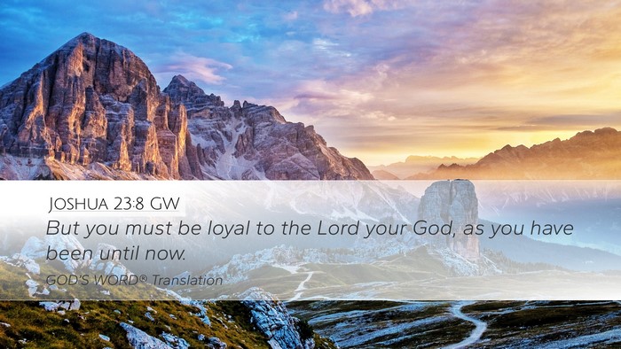 Joshua 23:8 GW Desktop Wallpaper - But you must be loyal to the Lord your God, as - Desktop Bible Verse Wallpaper
