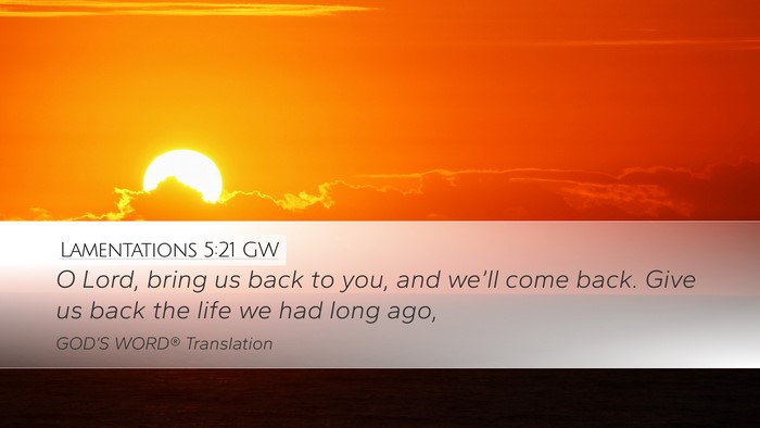 Lamentations 5:21 GW Bible Verse Image