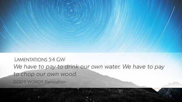 Lamentations 5:4 GW Desktop Wallpaper - We have to pay to drink our own water. We have to - Desktop Bible Verse Wallpaper