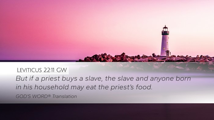 Leviticus 22:11 GW Desktop Wallpaper - But if a priest buys a slave, the slave and - Desktop Bible Verse Wallpaper