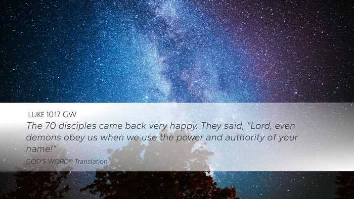 Luke 10:17 GW Bible Verse Image