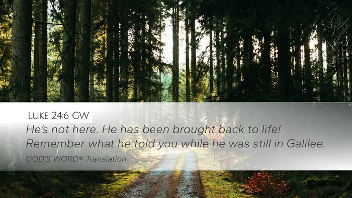 Luke 24:6 GW Bible Verse Image