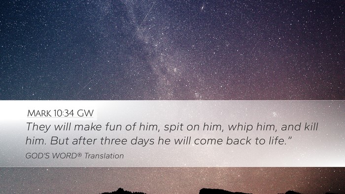 Mark 10:34 GW Bible Verse Image