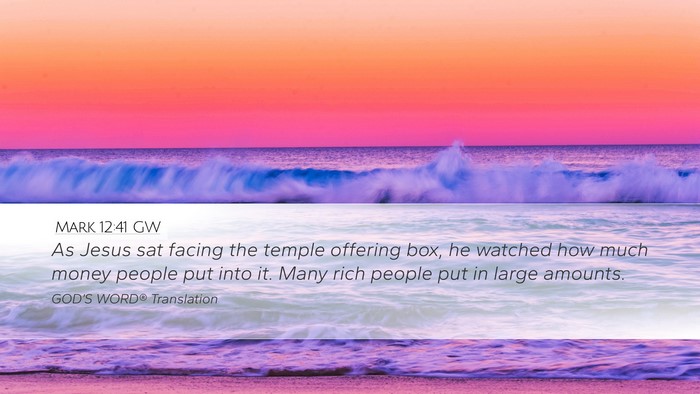 Mark 12:41 GW Bible Verse Image