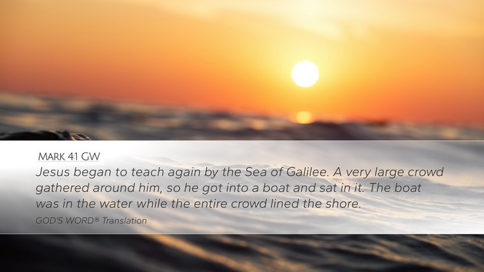 Mark 4:1 GW Bible Verse Image