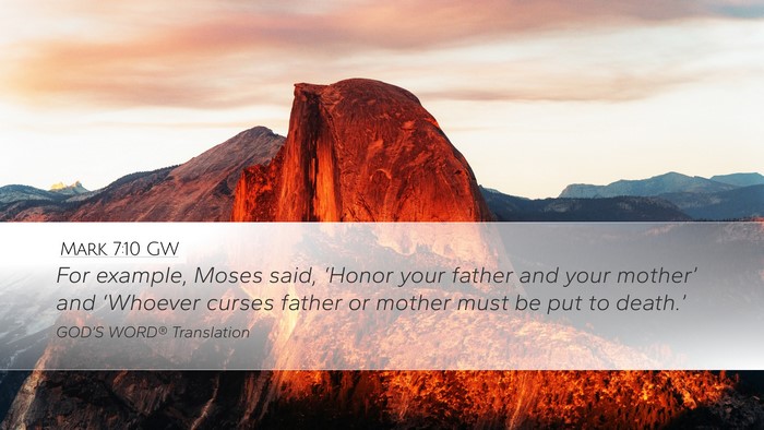 Mark 7:10 GW Bible Verse Image