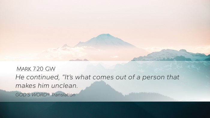 Mark 7:20 GW Bible Verse Image