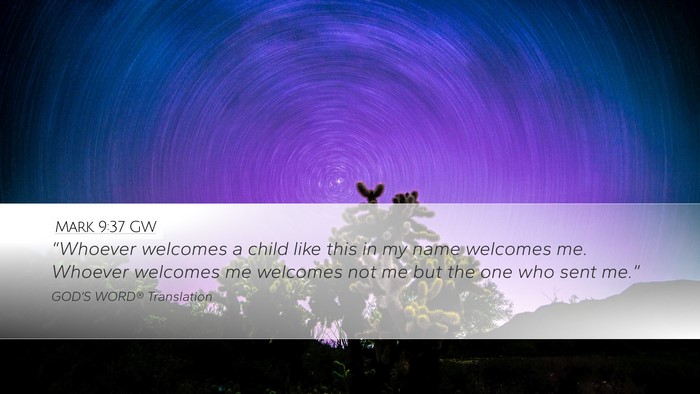 Mark 9:37 GW Desktop Wallpaper - “Whoever welcomes a child like this in my name - Desktop Bible Verse Wallpaper