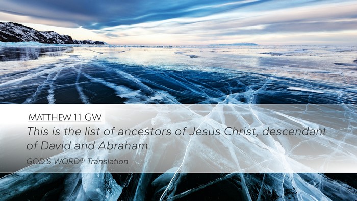 Matthew 1:1 GW Desktop Wallpaper - This is the list of ancestors of Jesus Christ, - Desktop Bible Verse Wallpaper