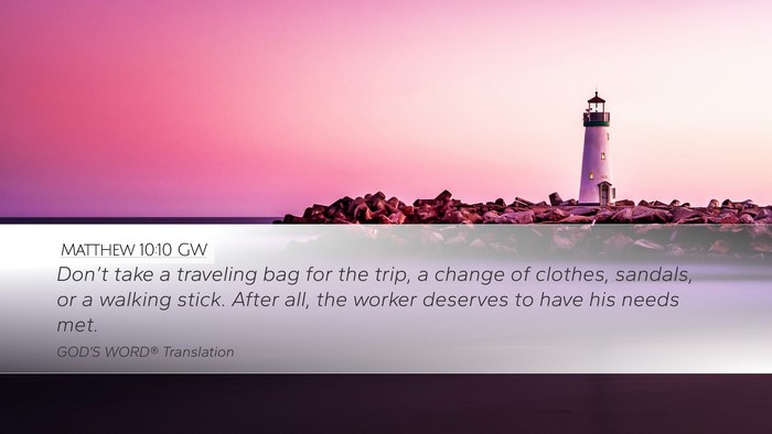 Matthew 10:10 GW Bible Verse Image