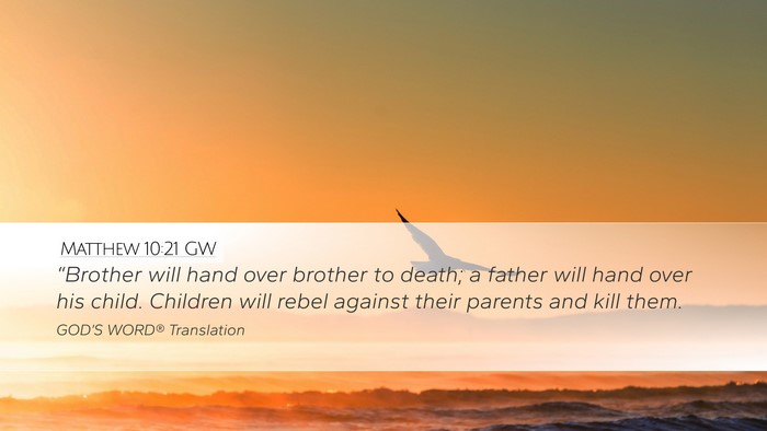 Matthew 10:21 GW Bible Verse Image