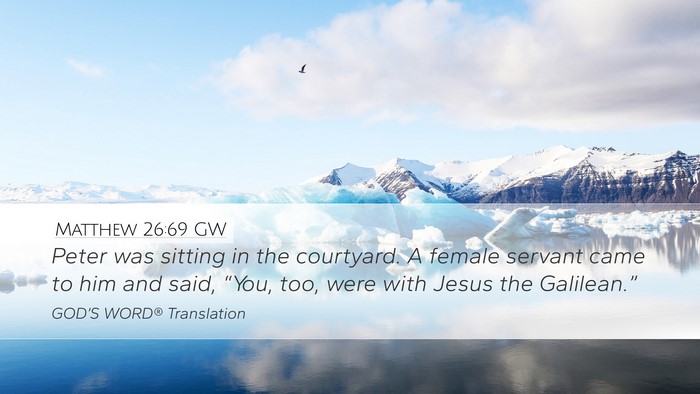 Matthew 26:69 GW Desktop Wallpaper - Peter was sitting in the courtyard. A female - Desktop Bible Verse Wallpaper
