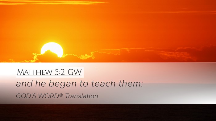 Matthew 5:2 GW Desktop Wallpaper - and he began to teach - Desktop Bible Verse Wallpaper