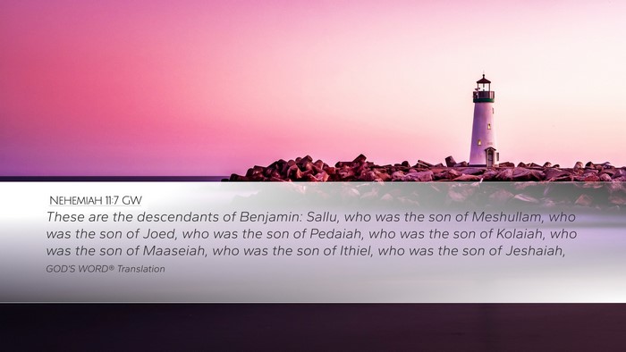 Nehemiah 11:7 GW Bible Verse Image