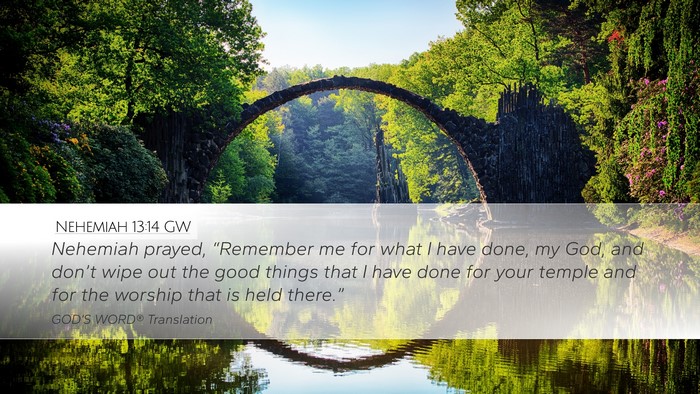 Nehemiah 13:14 GW Bible Verse Image