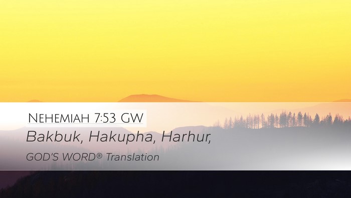 Nehemiah 7:53 GW Desktop Wallpaper - Bakbuk, Hakupha, - Desktop Bible Verse Wallpaper