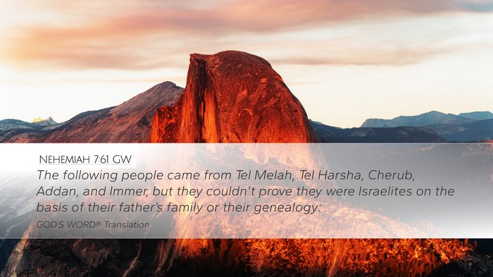 Nehemiah 7:61 GW Bible Verse Image