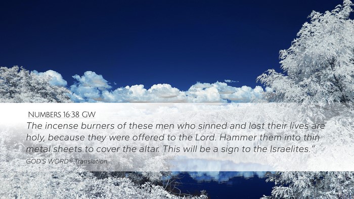 Numbers 16:38 GW Desktop Wallpaper - The incense burners of these men who sinned and - Desktop Bible Verse Wallpaper