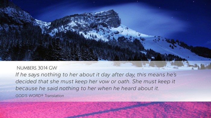 Numbers 30:14 GW Desktop Wallpaper - If he says nothing to her about it day after day, - Desktop Bible Verse Wallpaper