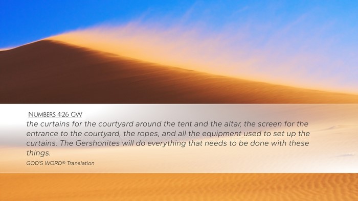 Numbers 4:26 GW Desktop Wallpaper - the curtains for the courtyard around the tent - Desktop Bible Verse Wallpaper