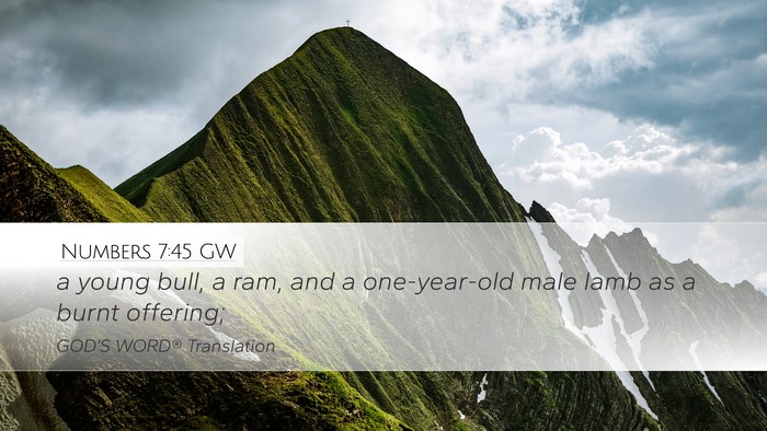 Numbers 7:45 GW Desktop Wallpaper - a young bull, a ram, and a one-year-old male lamb - Desktop Bible Verse Wallpaper