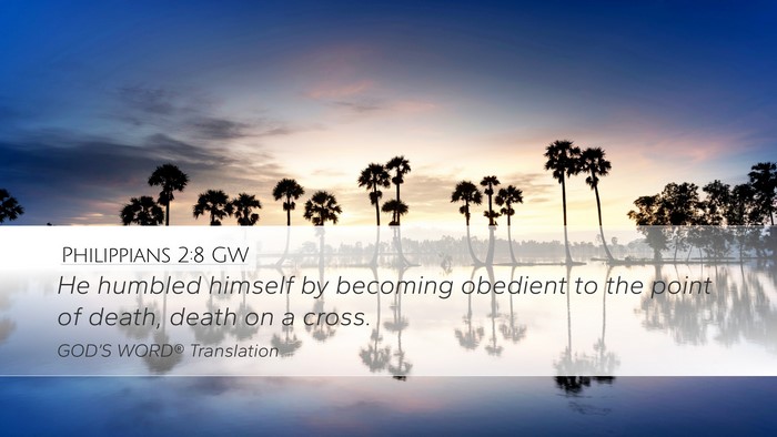 Philippians 2:8 GW Bible Verse Image