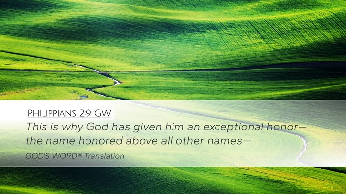 Philippians 2:9 GW Bible Verse Image