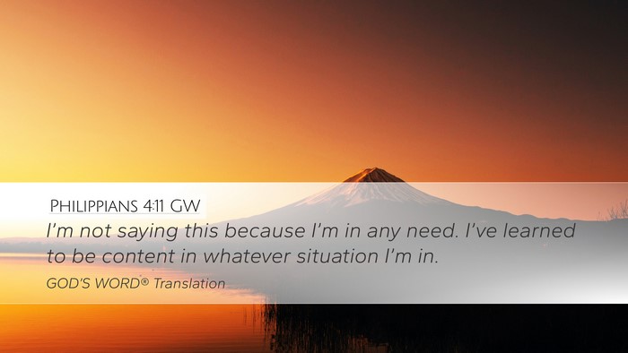 Philippians 4:11 GW Bible Verse Image