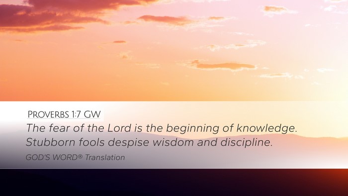 Proverbs 1:7 GW Bible Verse Image