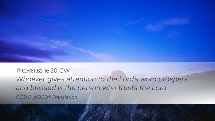 Proverbs 16:20 GW Bible Verse Image