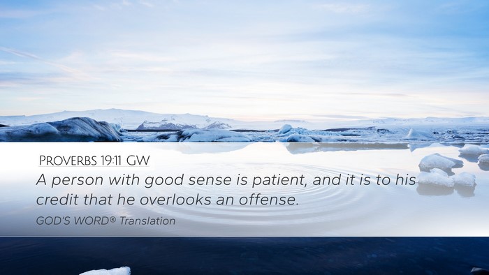 Proverbs 19:11 GW Desktop Wallpaper - A person with good sense is patient, and it is to - Desktop Bible Verse Wallpaper