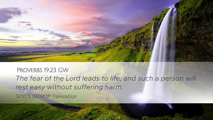 Proverbs 19:23 GW Desktop Wallpaper - The fear of the Lord leads to life, and such a - Desktop Bible Verse Wallpaper