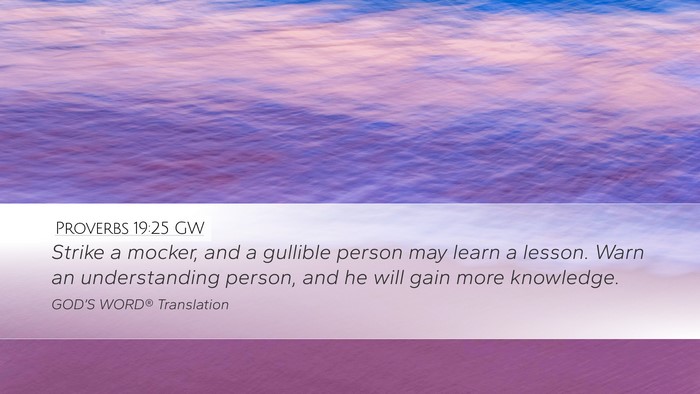 Proverbs 19:25 GW Desktop Wallpaper - Strike a mocker, and a gullible person may learn - Desktop Bible Verse Wallpaper