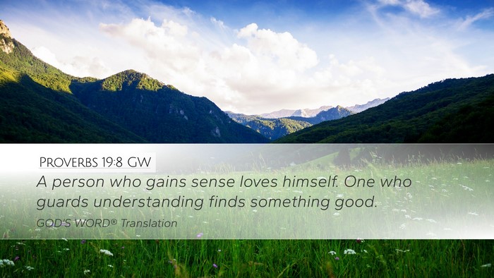Proverbs 19:8 GW Desktop Wallpaper - A person who gains sense loves himself. One who - Desktop Bible Verse Wallpaper