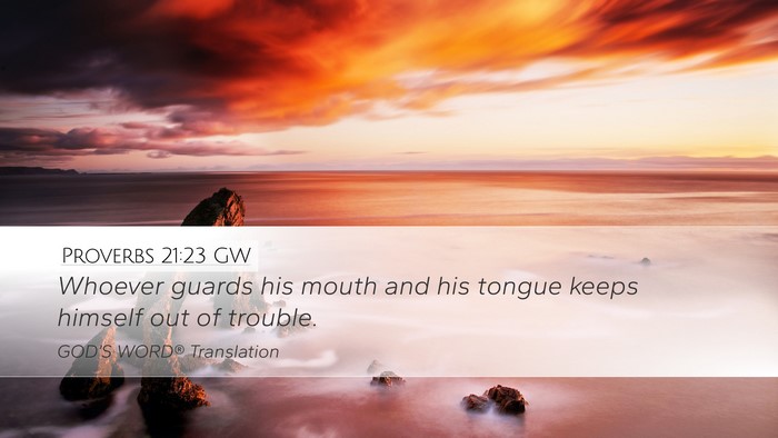 Proverbs 21:23 GW Bible Verse Image