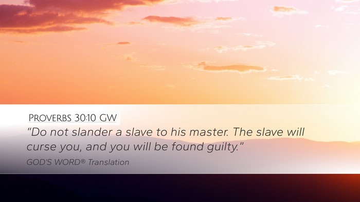 Proverbs 30:10 GW Bible Verse Image