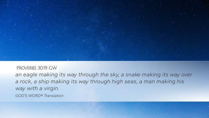 Proverbs 30:19 GW Desktop Wallpaper - an eagle making its way through the sky, a snake - Desktop Bible Verse Wallpaper