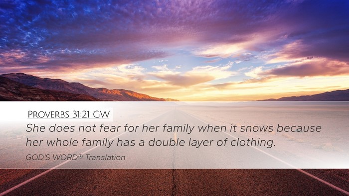 Proverbs 31:21 GW Bible Verse Image