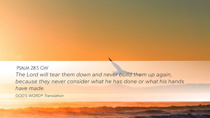 Psalm 28:5 GW Bible Verse Image