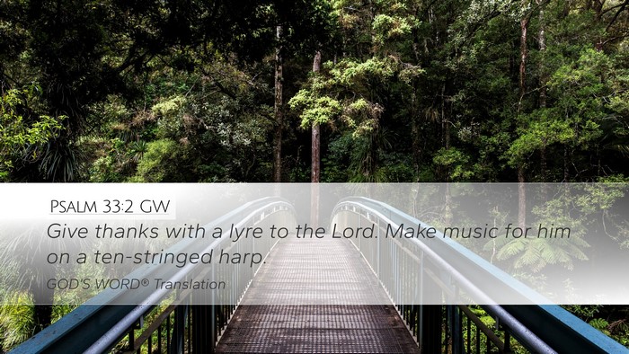 Psalm 33:2 GW Desktop Wallpaper - Give thanks with a lyre to the Lord. Make music - Desktop Bible Verse Wallpaper