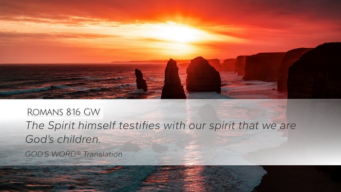 Romans 8:16 GW Bible Verse Image