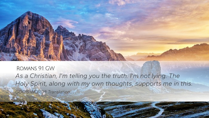 Romans 9:1 GW Bible Verse Image