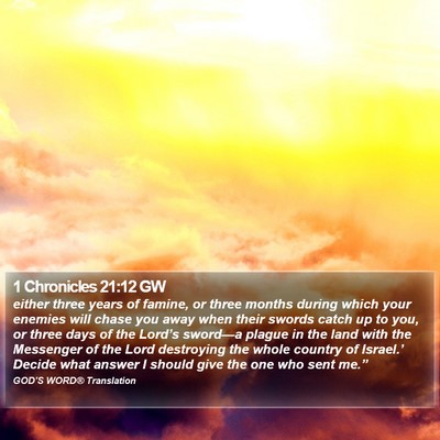 1 Chronicles 21:12 GW Bible Verse Image